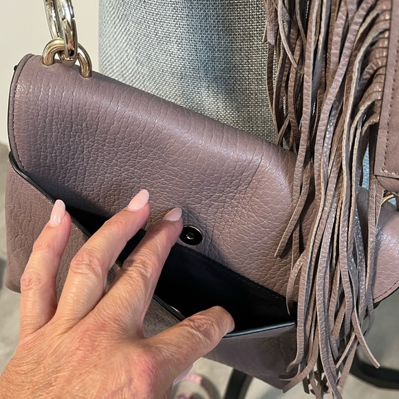 NWT REBECCA MINKOFF Mink Brown Isabel Crossbody Bag with Fringe Strap - Picture 10 of 16
